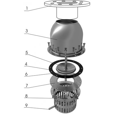 Kosze z zaworem stopowym, proste, kołnierzowe