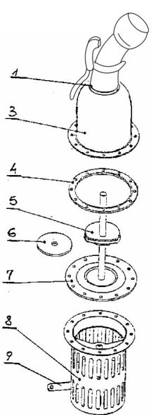 Kosze z zaworem stopowym, łukowe, męskie typ B
