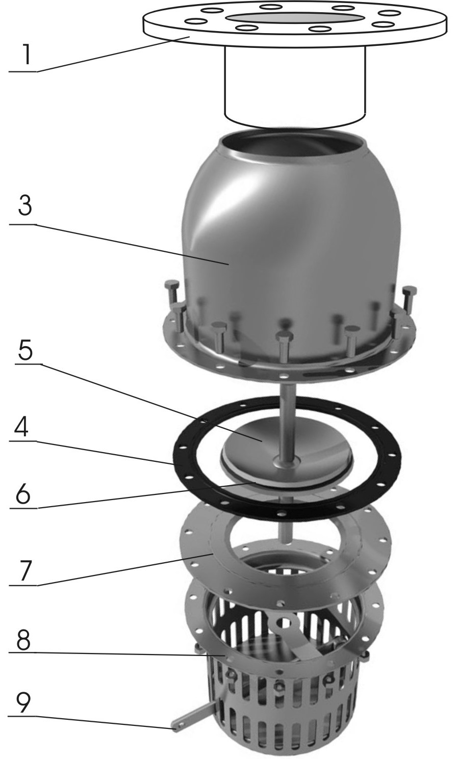 Kosze z zaworem stopowym, proste, kołnierzowe