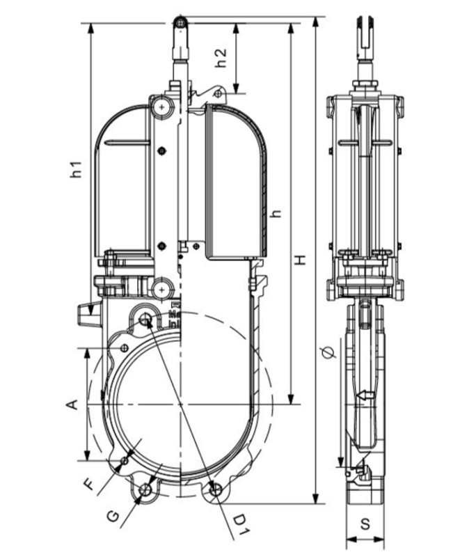 Zasuwy nożowe żeliwne GLADIO